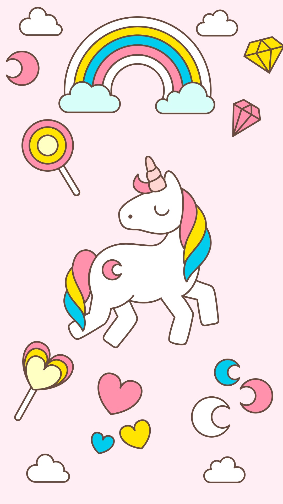 Cute Unicorn Phone Wallpaper with high-resolution 1080x1920 pixel. Download all Mobile Wallpapers and Use them as wallpapers for your iPhone, Tablet, iPad, Android and other mobile devices